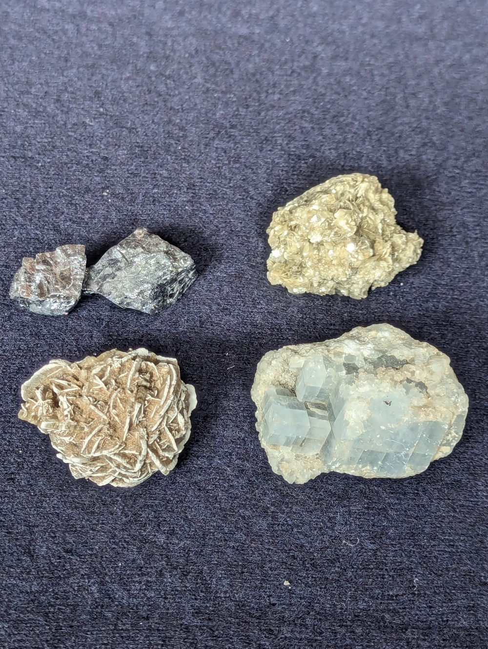 Mixed Crystals Mineral Specimen Lot Desert Rose Galena Aquamarine Muscovite Mica